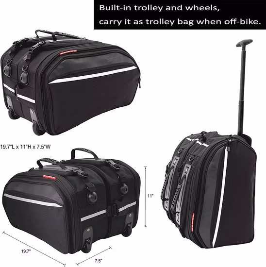 Waterproof Trolley Motorcycle Saddle Bag, Panniers for Sports Bike