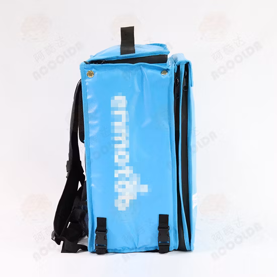Blaue Farbe Glovo wiederverwendbare wasserdichte erweiterbare Thermo-Pizza-Tasche für die Lieferung von heißen Speisen, Transport-Rucksack, Motorrad, Fahrrad, Aluminiumfolie, Mittagessen, Kühltasche